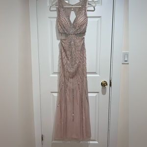 Light pink prom dress with sequins
